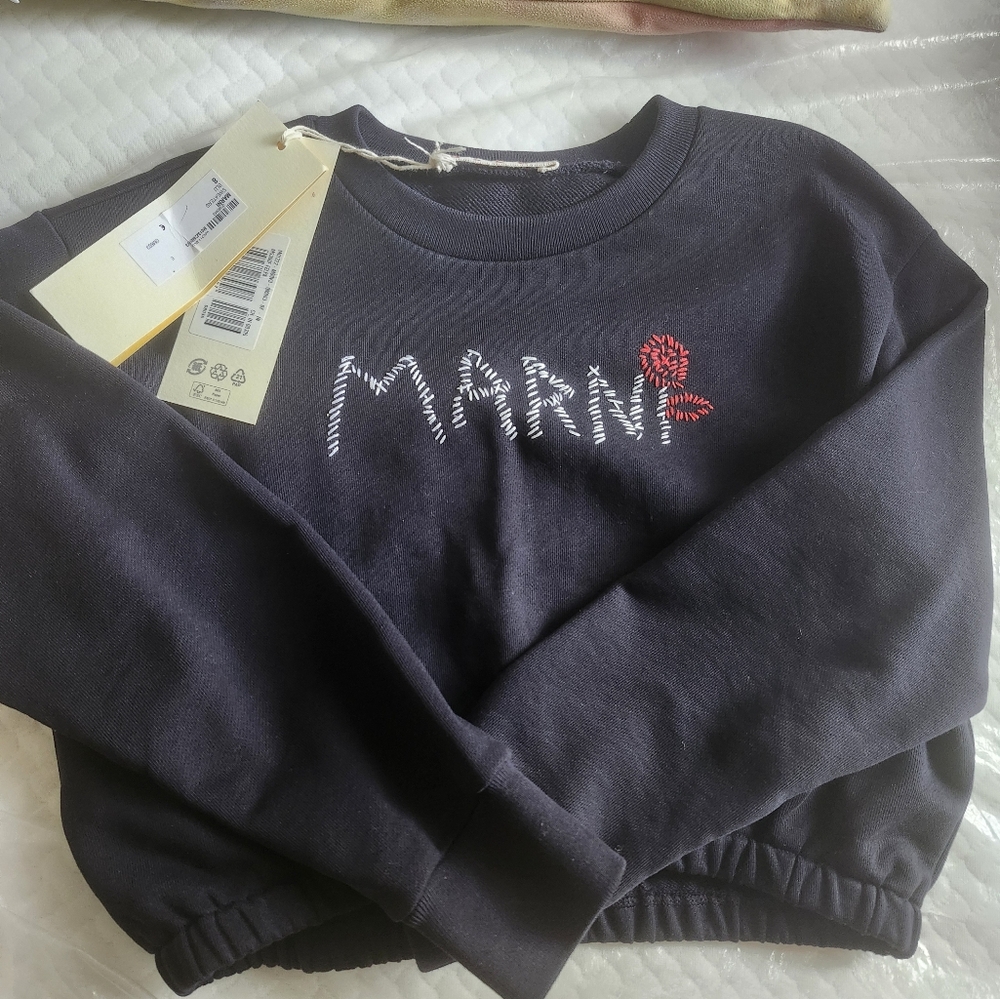 Marni Kids Black Sweatshirt with Red Detail
